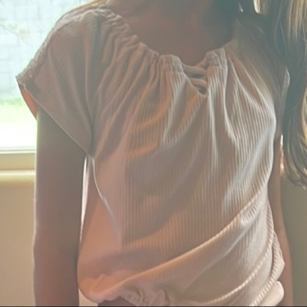 Pink crossed in fromt shirt for girls size 8
